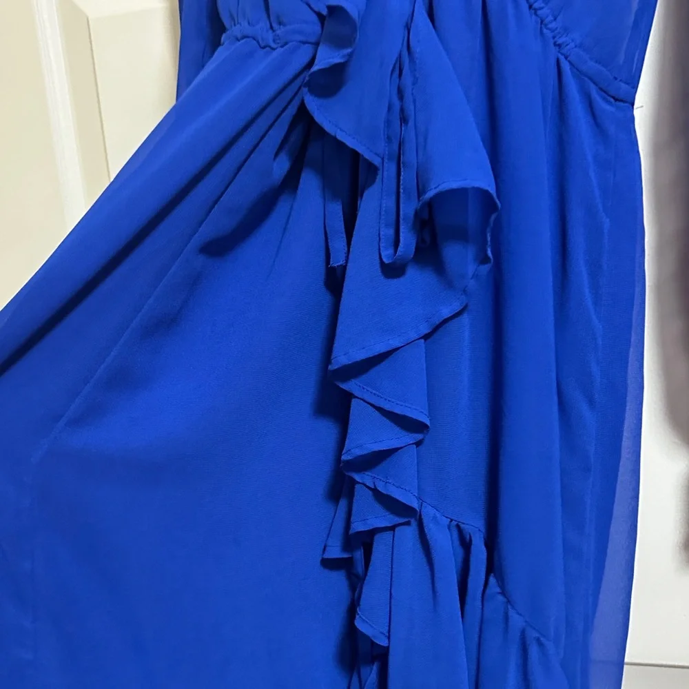 Anthropologie Royal Blue Ruffle Long Sleeve Dress BNWT sz XL - Picture 5 of 6